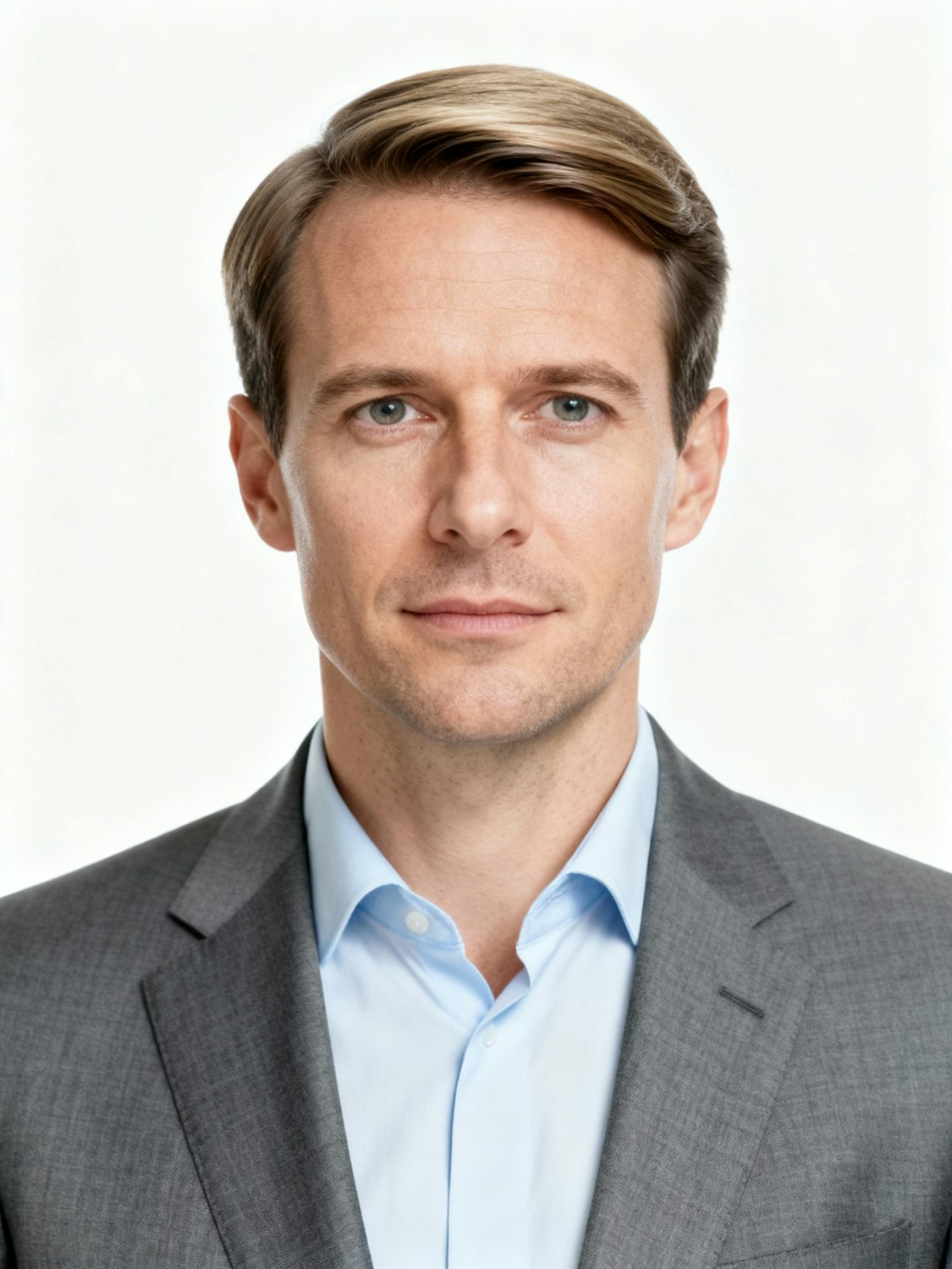 Portrait of Daniel Hoareau in a grey suit against a white background