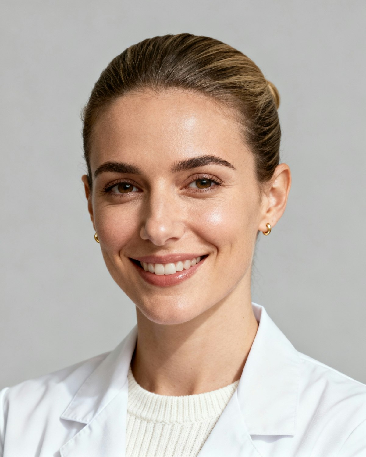 Portrait of Dr. Elise Morel smiling against a light grey background